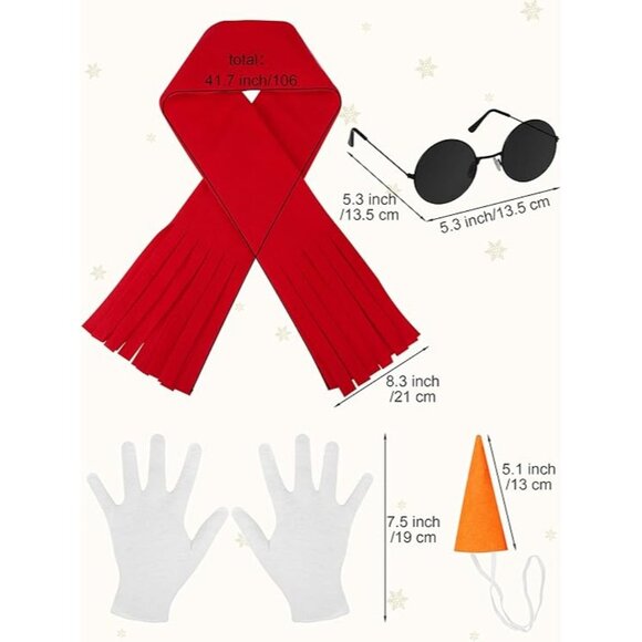 SOMSOC Kids Snowman Costume Shirt Hat with Band Carrot Nose Glasses Scarf Gloves - Picture 2 of 16